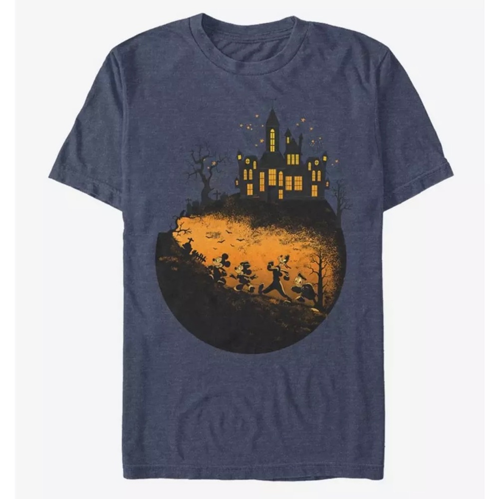 Disney T Shirt Size M Spooky Haunted House Mickey Minnie Goofy Donald Halloween